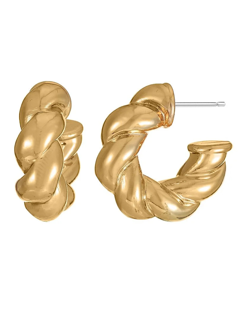 Time and Tru Women's Chunky Goldtone Twist Hoop Earring | Walmart (US)