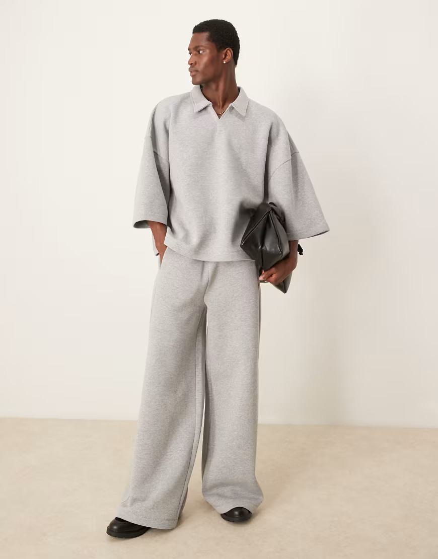 ASOS DESIGN wide leg sweatpants in gray heather | ASOS (Global)