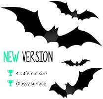 Halloween Party Indoor Outdoor Decor Supplies, 56 PCS Reusable PVC 3D Decorative Scary Bats Wall ... | Amazon (US)