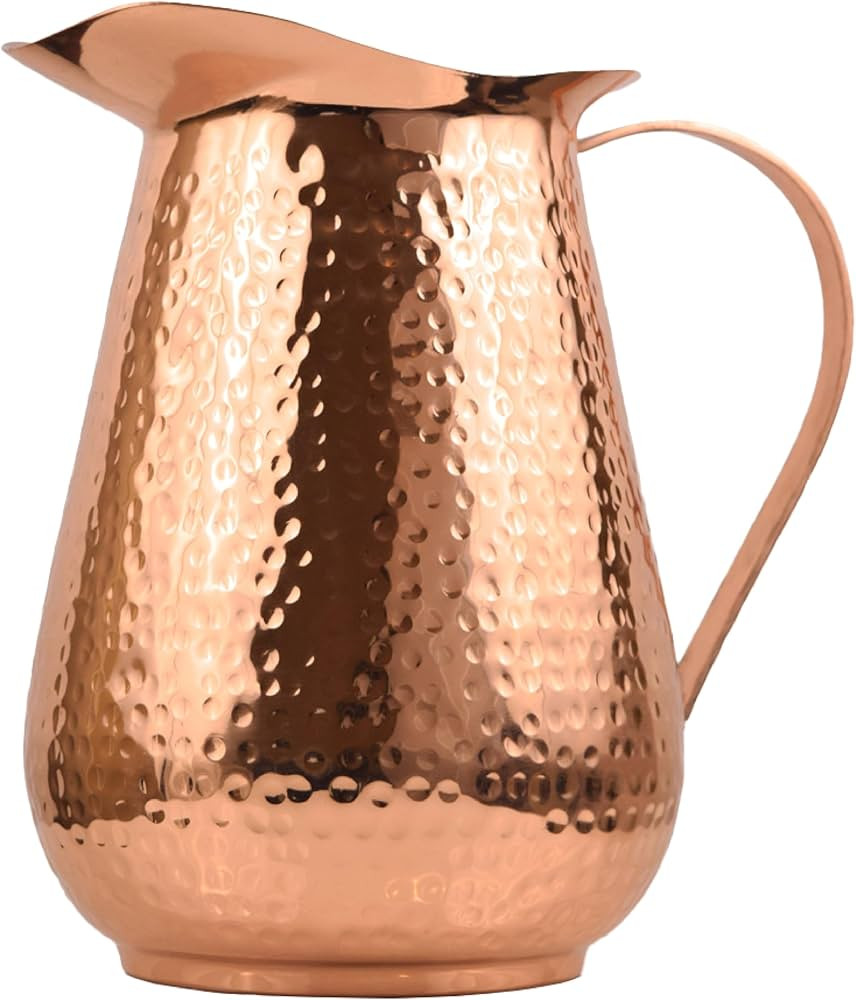 Artisan’s Anvil Copper Pitcher w/Copper Handle, Pure 100% Hammered Vessel, Heavy Duty Copper Ju... | Amazon (US)