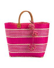 Large Caracas Handwoven Basket Tote With Leather Handles | TJ Maxx