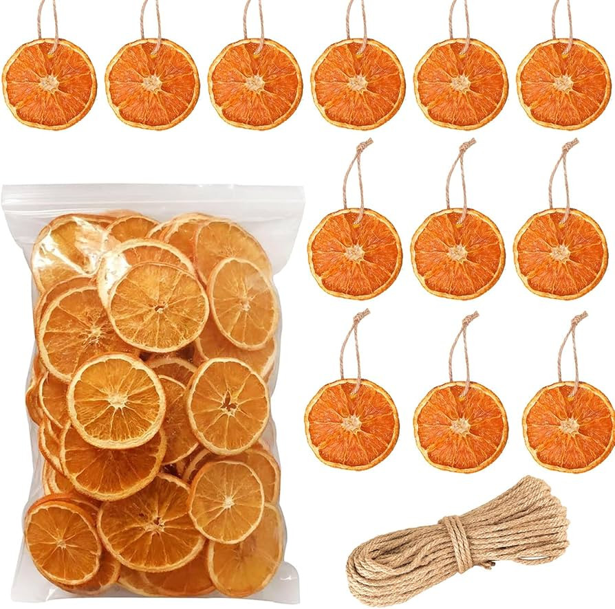 50 Pcs Dried Orange Slices, with 50Pcs Hemp Rope, Christmas Wreath Making Supplies for X-mas Tree... | Amazon (US)