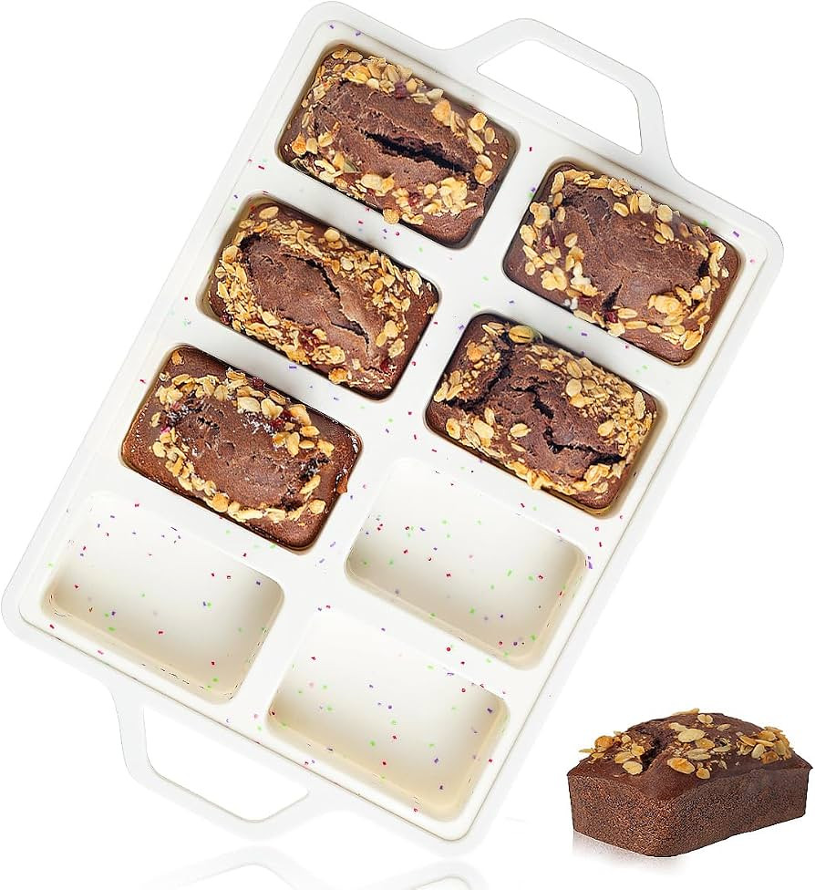 Mini Loaf Pan, Metal Reinforced Silicone Mini Bread Loaf Pan Nonstick Cornbread Pan 8 Cavities Si... | Amazon (US)
