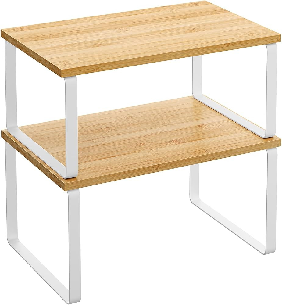 SONGMICS Cabinet Organizer Shelf, Set of 2 Kitchen Counter Shelves, Kitchen Storage, Spice Rack, ... | Amazon (US)