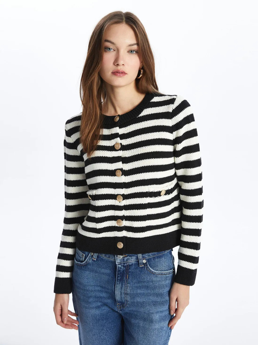 Elegant Button-Up Striped Knitted Cardigan & Jumper | Debenhams UK