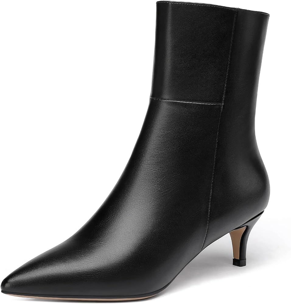 WAYDERNS Women's Matte Zipper Pointed Toe Kitten Low Heel Short Ankle Boots 2 Inch | Amazon (US)