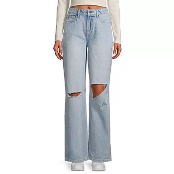 Arizona Juniors Adaptive Ripped Womens High Rise Baggy Fit Wide Leg Easy-on + Easy-off Jean | JCPenney