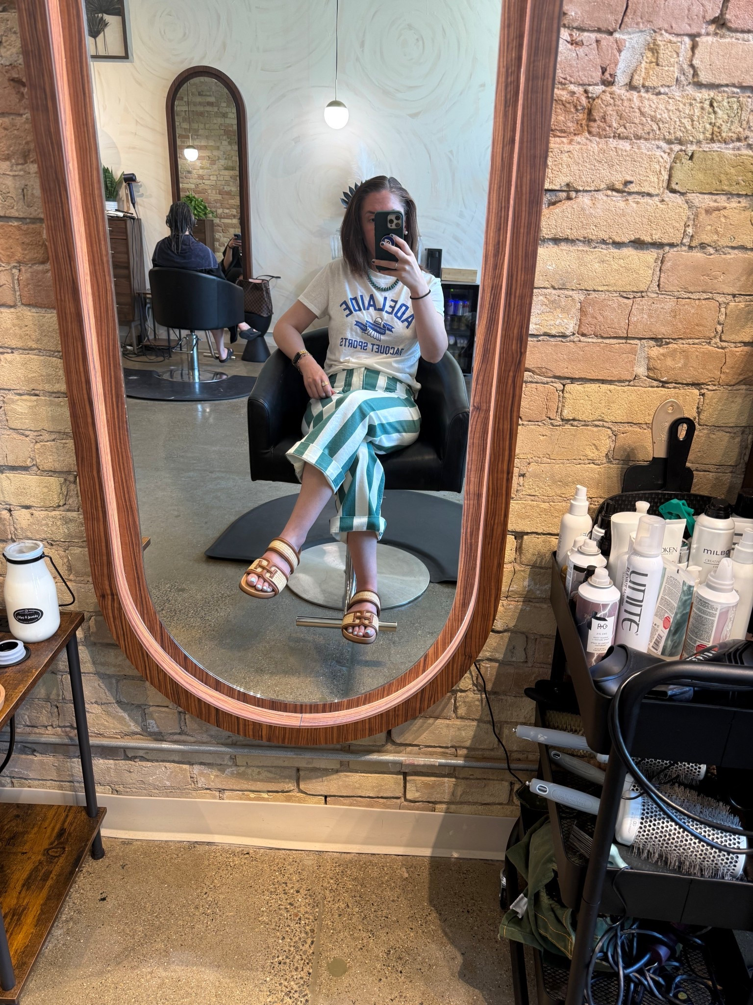My hair salon outfit! Easy but cool 

Anthropologie Collette pants (iykyk)
H&M graphic t
Sam Edelman sandals
Chunky bead necklace 

#LTKFindsUnder100 #LTKStyleTip #LTKFindsUnder50