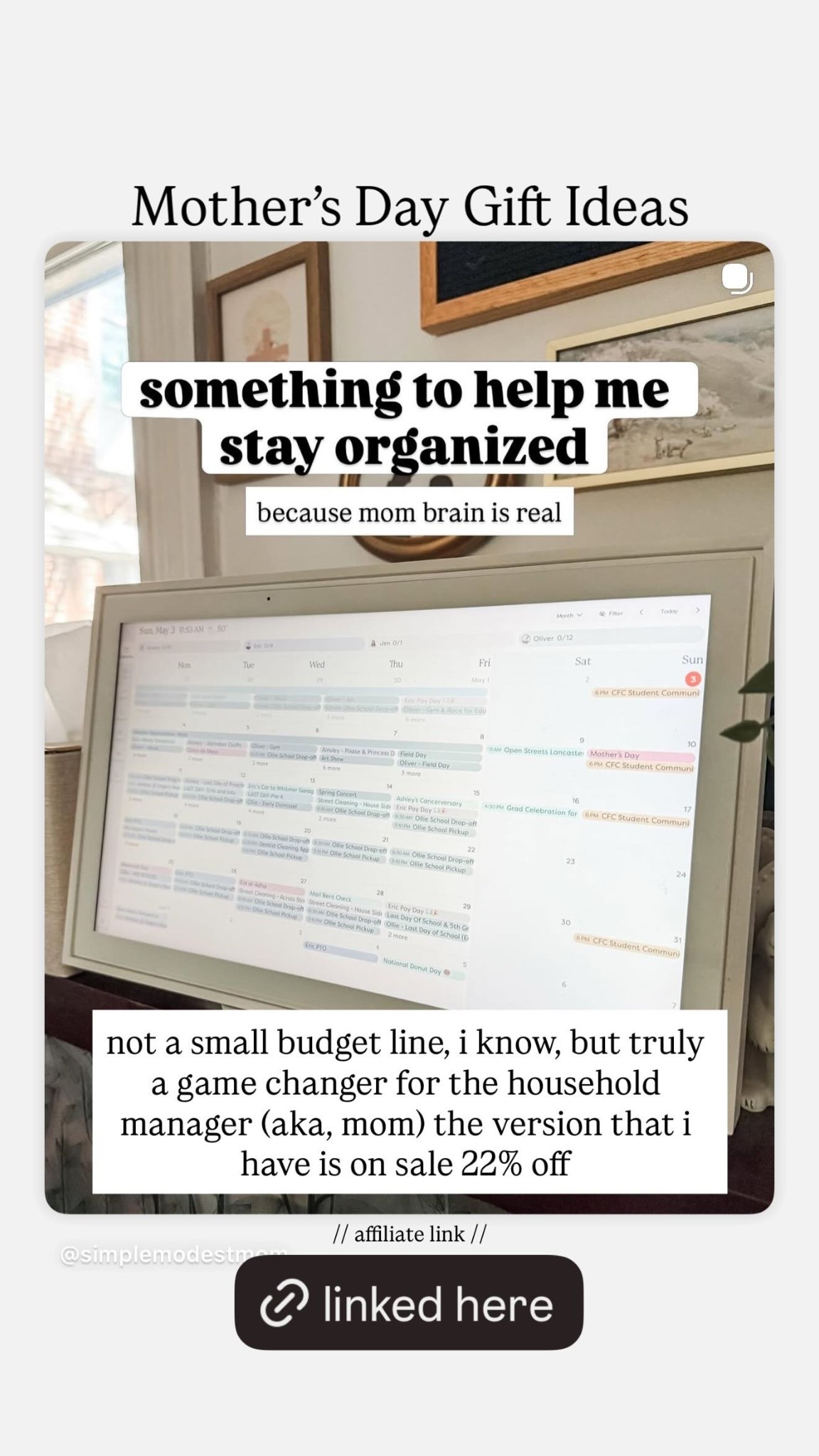 Mother’s Day Gift Ideas // affiliate link // not a small budget line, i know, but truly a game changer for the household manager (aka, mom) the version that i have is on sale 22% off

#LTKSaleAlert #LTKmomlife #LTKMothersDay