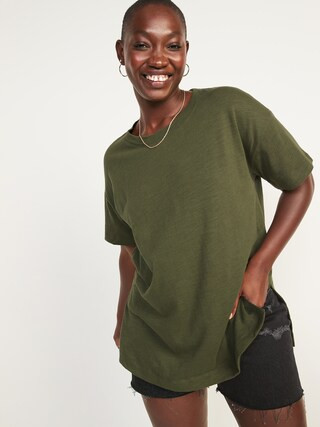 Short-Sleeve Oversized Slub-Knit Tunic T-Shirt for Women | Old Navy (US)