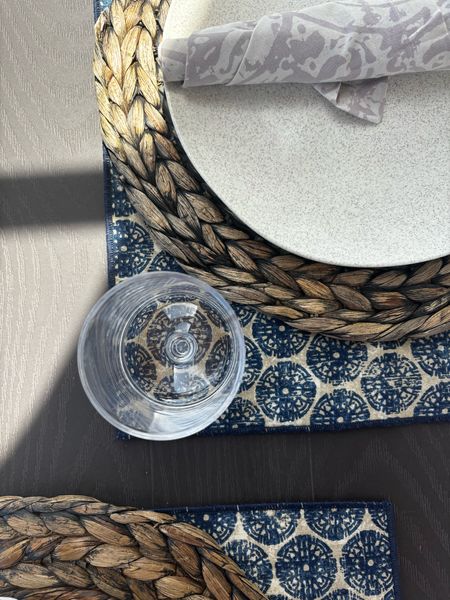 Summer outdoor dining room 
Chargers and place mats 
House warming ideas 

Glasses are @myabodebox save 10% with hellobrittany10 

#LTKFindsUnder50 #LTKSeasonal #LTKHome