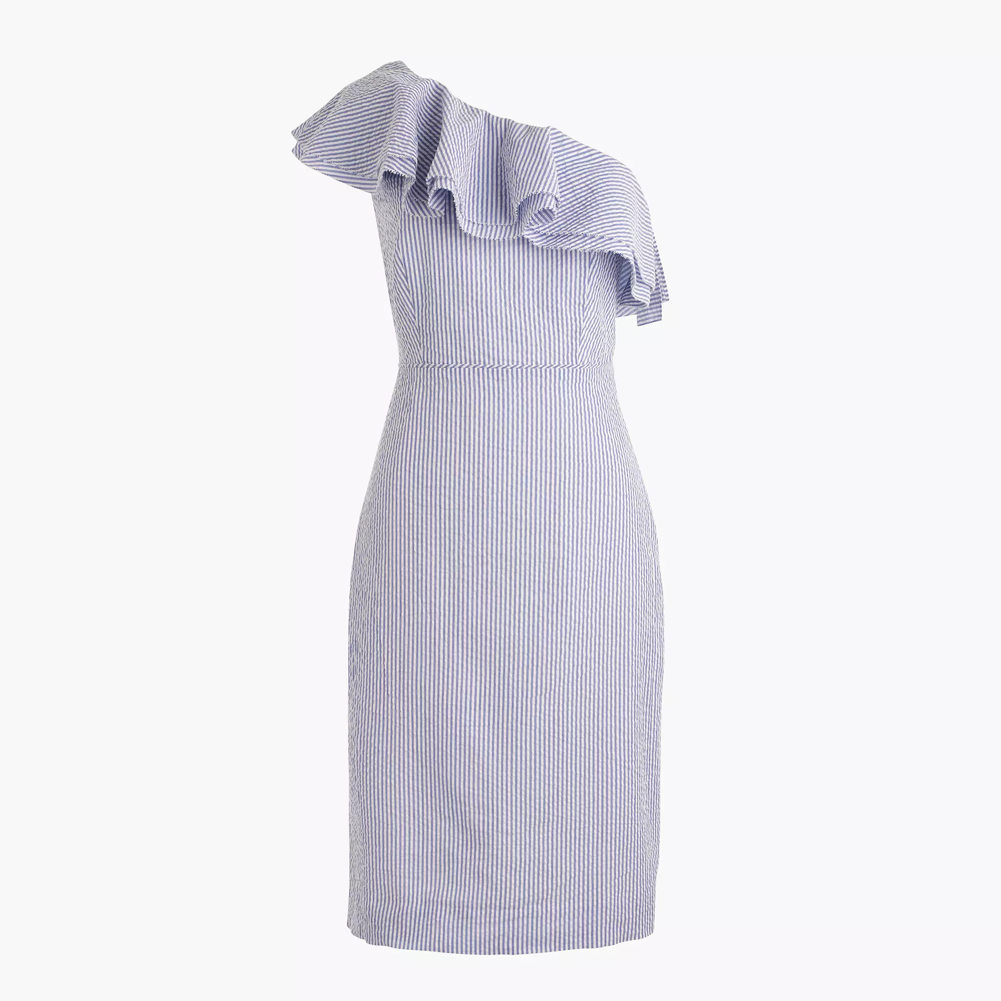 One-shoulder ruffle dress in seersucker | J.Crew US