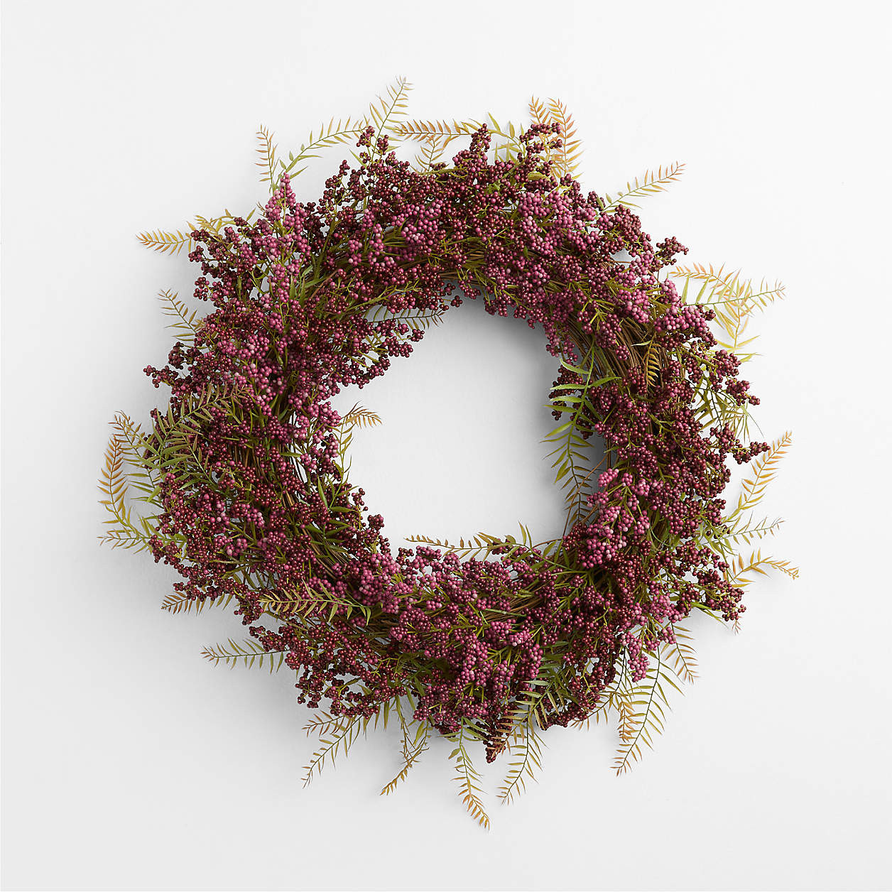 Faux Burgundy Chili Berry Wreath 26" | Crate & Barrel | Crate & Barrel