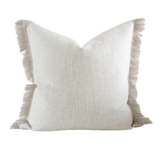 Beige Fringe Pillow | Etsy (US)