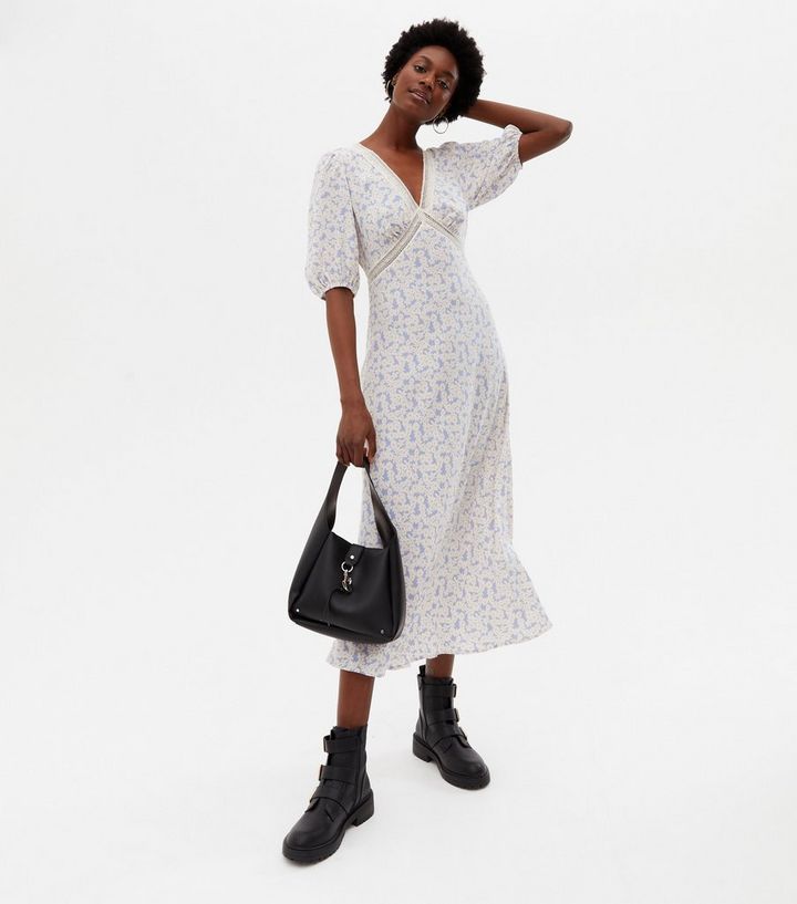 Blue Daisy Lace Trim Midi Dress
						
						Add to Saved Items
						Remove from Saved Items | New Look (UK)