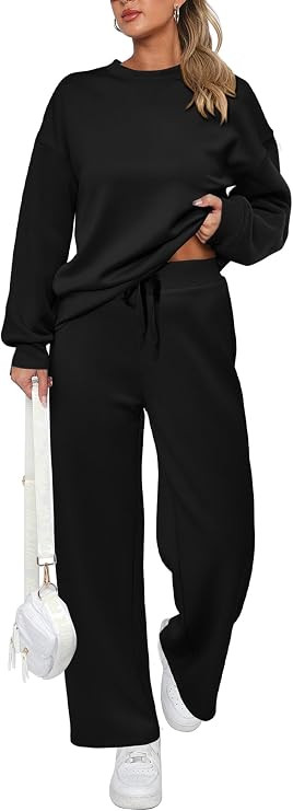 PRETTYGARDEN Women's 2 Piece Outfits Sweatsuits Lounge Sets | Long Sleeve Pullover Sweatshirt, Wi... | Amazon (US)