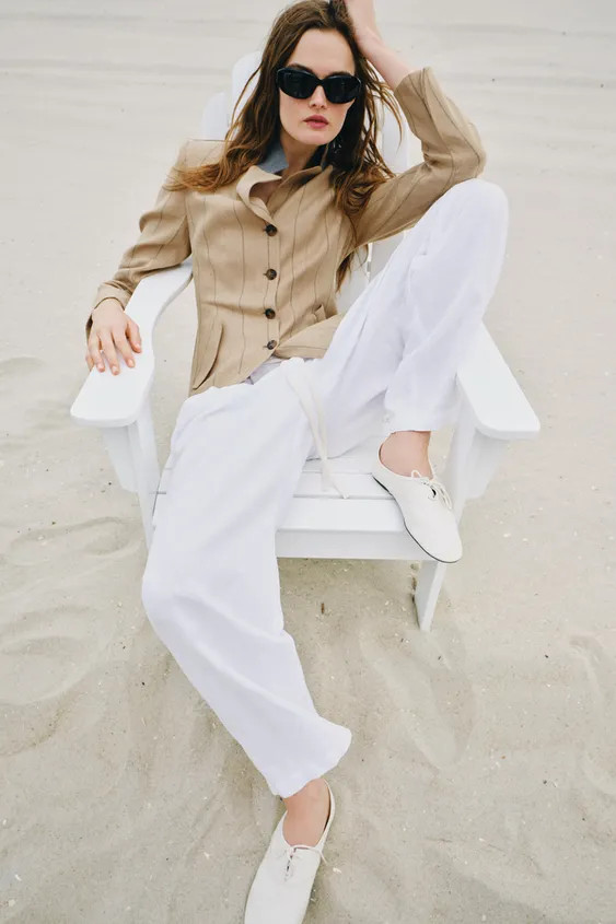 ZW COLLECTION STRIPED LINEN BLEND BLAZER | Zara US