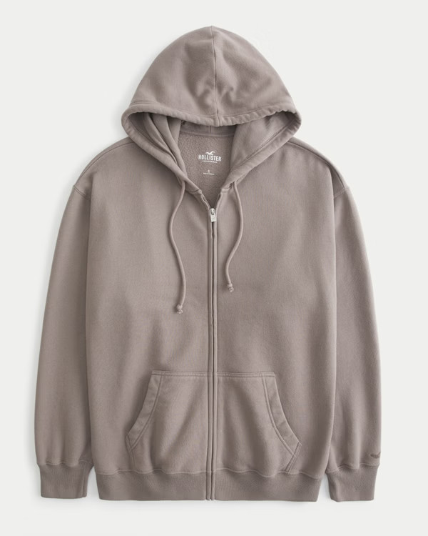 Women's Hollister Feel Good Fleece Oversized Zip-Up Hoodie | Women's Tops | HollisterCo.com | Hollister (US)