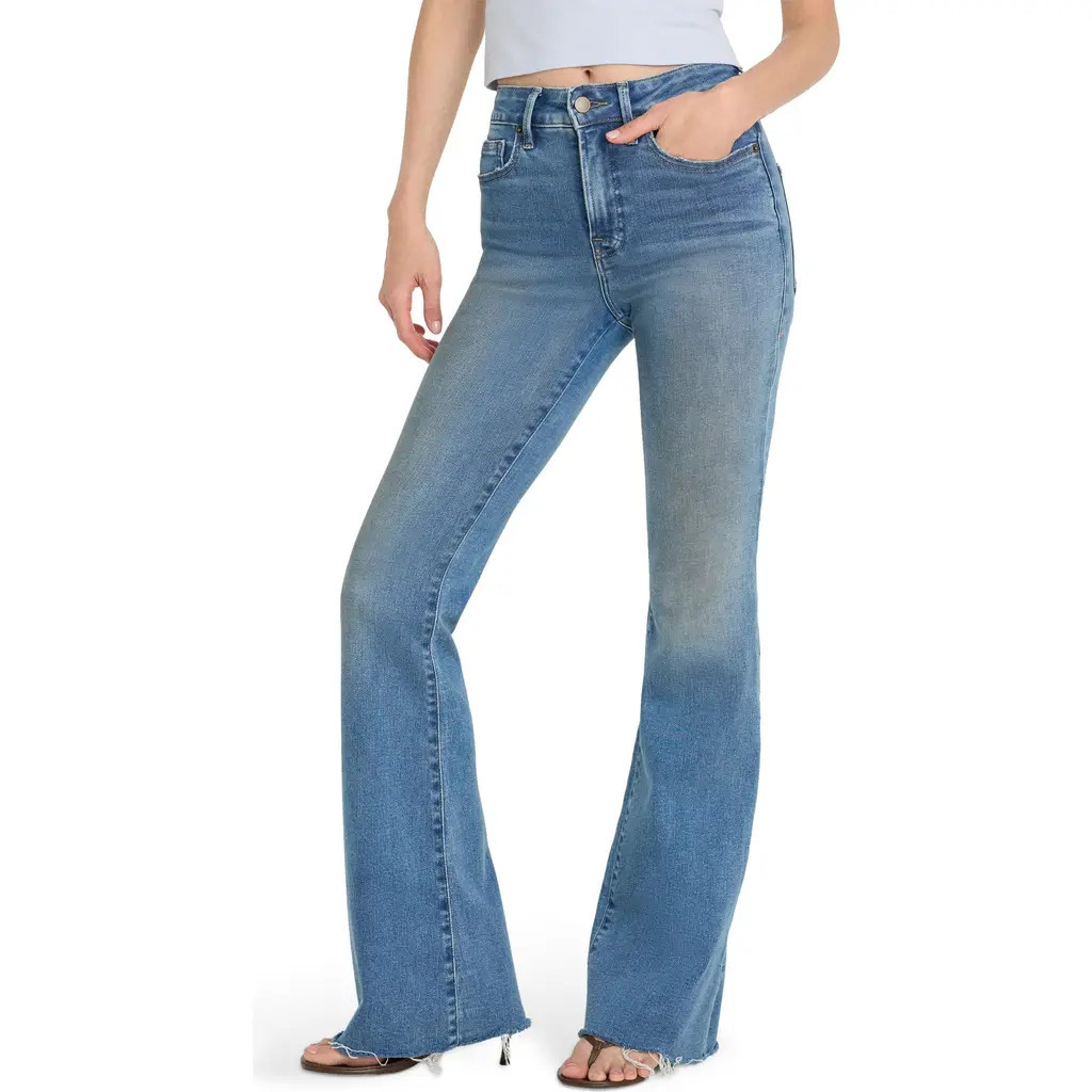 Good American Soft-Tech Good Legs Flare Jeans in Indigo1211 at Nordstrom, Size 0 | Nordstrom
