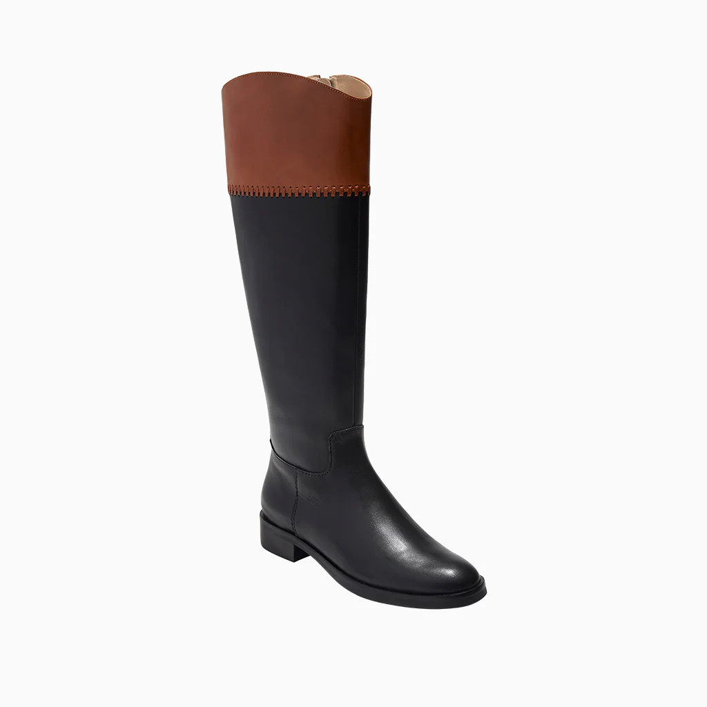 Jack Rogers Adaline Knee High Leather Riding Boots – Black/Brown | Jack Rogers
