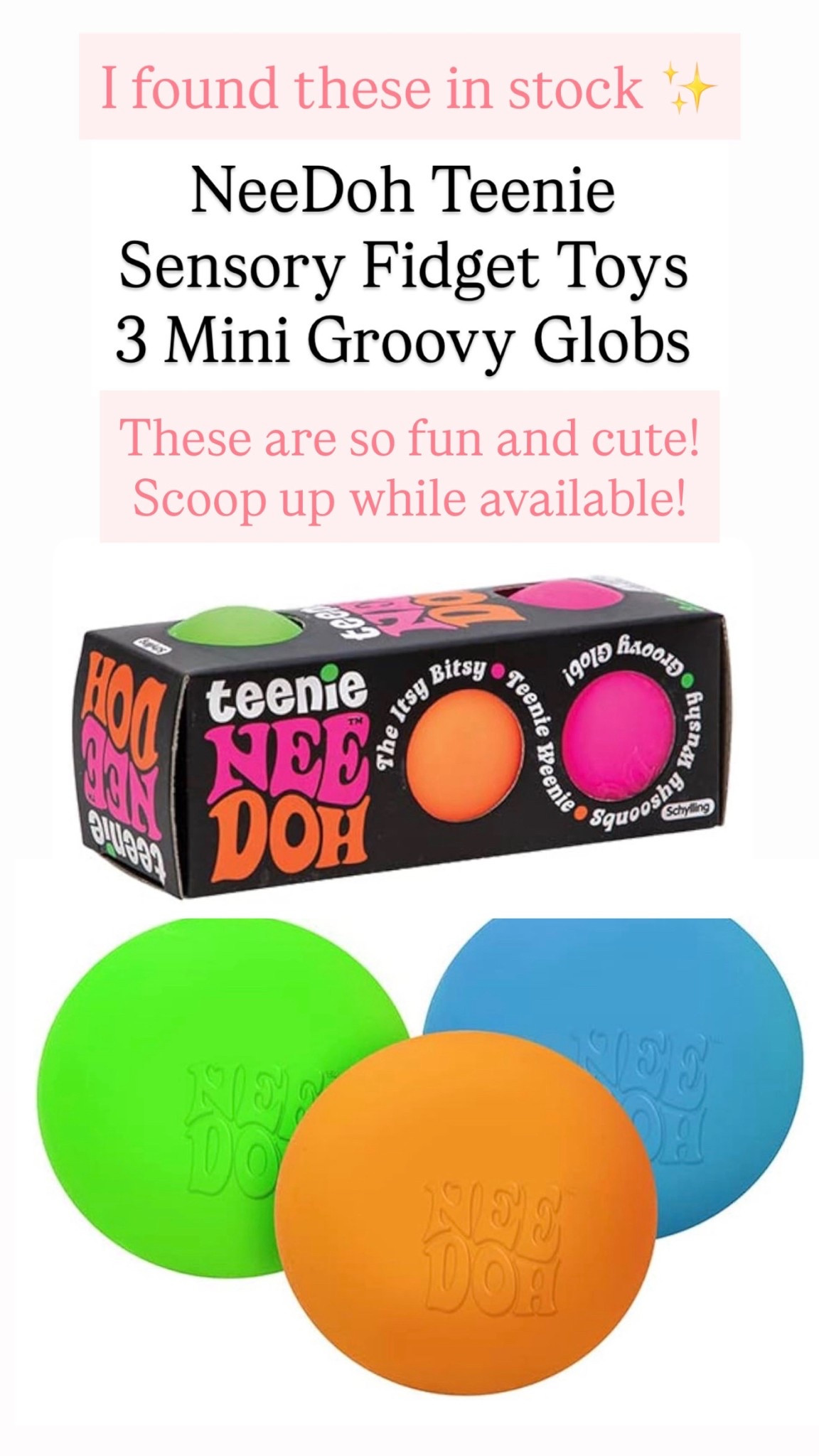 NeeDoh Teenie - Sensory Fidget Toy - 3 Mini Groovy Globs

#LTKKids