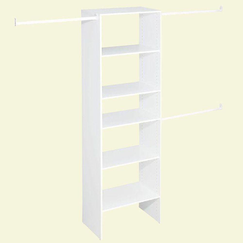 Selectives 14.5 in. D x 25 in. W x 82.5 in. H White Custom Laminate Closet System Organizer | The Home Depot