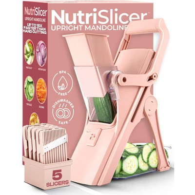 NutriSlicer Pink Upright Mandoline Slicer – 5 Stainless Steel Blades, BPA-Free and Dishwasher Safe | Target
