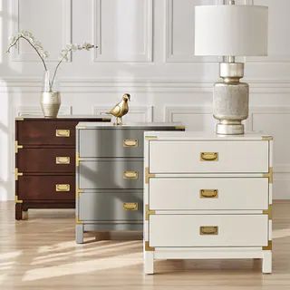 Kedric 3-drawer Goldtone Accent Nightstand by iNSPIRE Q Bold | Bed Bath & Beyond