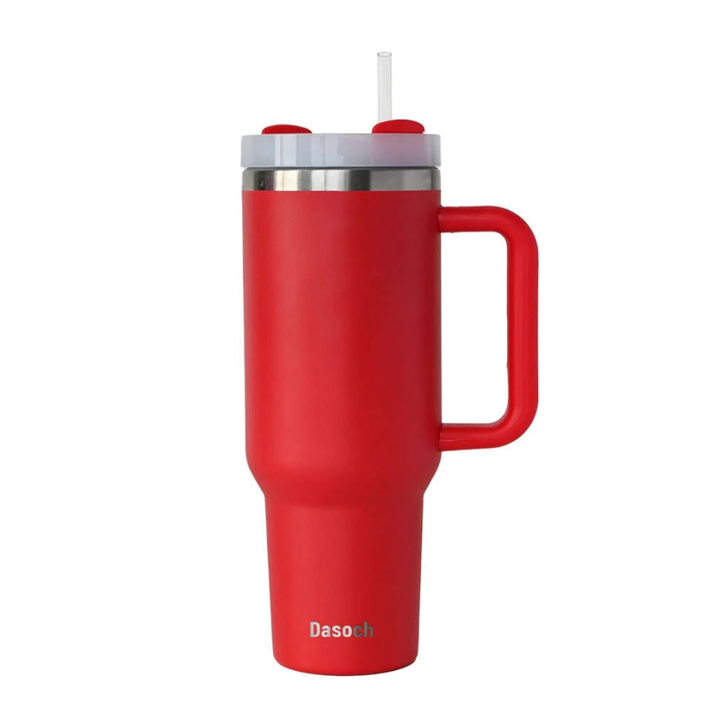 40 oz Tumbler With Handle and Straw Lid, 2-in-1;-Dasoch Stainless Steel- Red | Walmart (US)