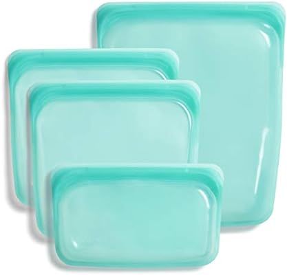 Stasher 100% Silicone Food Grade Reusable Storage Bag, Aqua (4-Piece Bundle Set) | Plastic Free L... | Amazon (US)