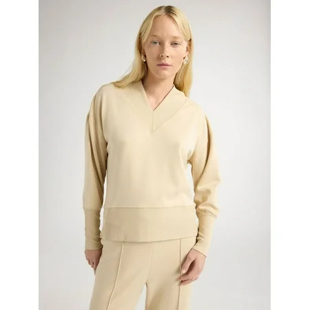 Scoop Women's and Women's Plus Scubaknit V-Neck Sweatshirt, Sizes XS-4X | Walmart (US)