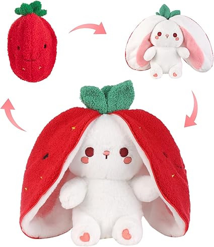 Emoin Easter Reversible Bunny Stuffed Animal, 10-Inch Cute Strawberry-to-Bunny Transformed Plush ... | Amazon (US)