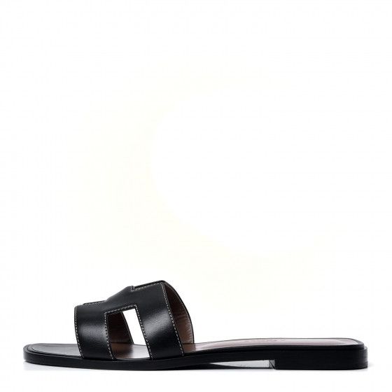 HERMES

Box Calfskin Oran Sandals 38.5 Black | Fashionphile