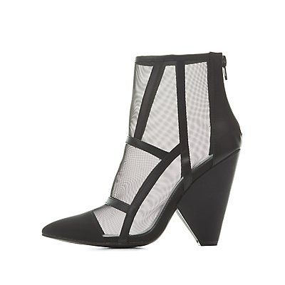 Pointed Toe Mesh Booties | Charlotte Russe