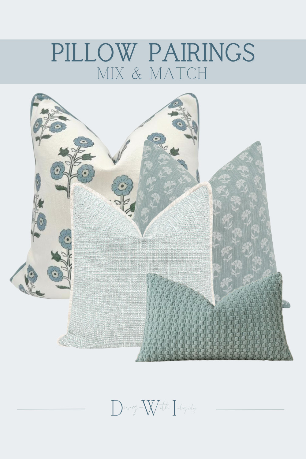 The most beautiful pillow arrangements rely on thoughtful layering, and this pairing is a perfect example. Soft blue florals, subtle botanical prints, and richly textured woven fabrics come together in a palette of misty blue, sage, and warm ivory for a look that feels refined yet effortlessly livable.

An oversized floral print serves as the statement piece, while smaller scale botanicals create movement without competing for attention. The textured woven pillows add depth and dimension, and the boucle style lumbar introduces another tactile layer that completes the arrangement. The mix of pattern scale, texture, and calming color creates a designer curated look that feels timeless in both traditional and transitional homes.

Shop this curated Pillow Pairing on my LTK to recreate this layered designer look in your own space.

#PillowPairings #InteriorStyling #ThrowPillows #HomeDecorIdeas #LayeredInteriors 

 #LTKHome