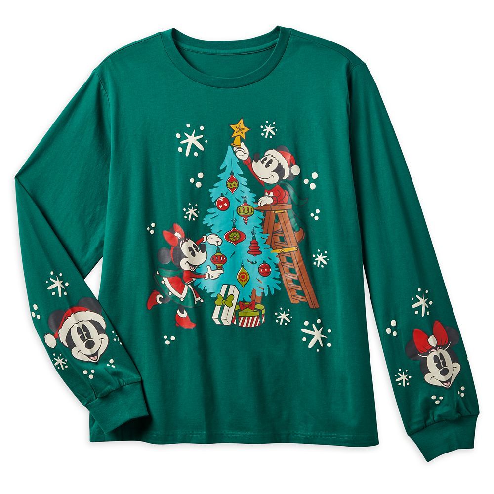 Mickey and Minnie Mouse Holiday Long Sleeve T-Shirt for Adults – Disneyland | Disney Store