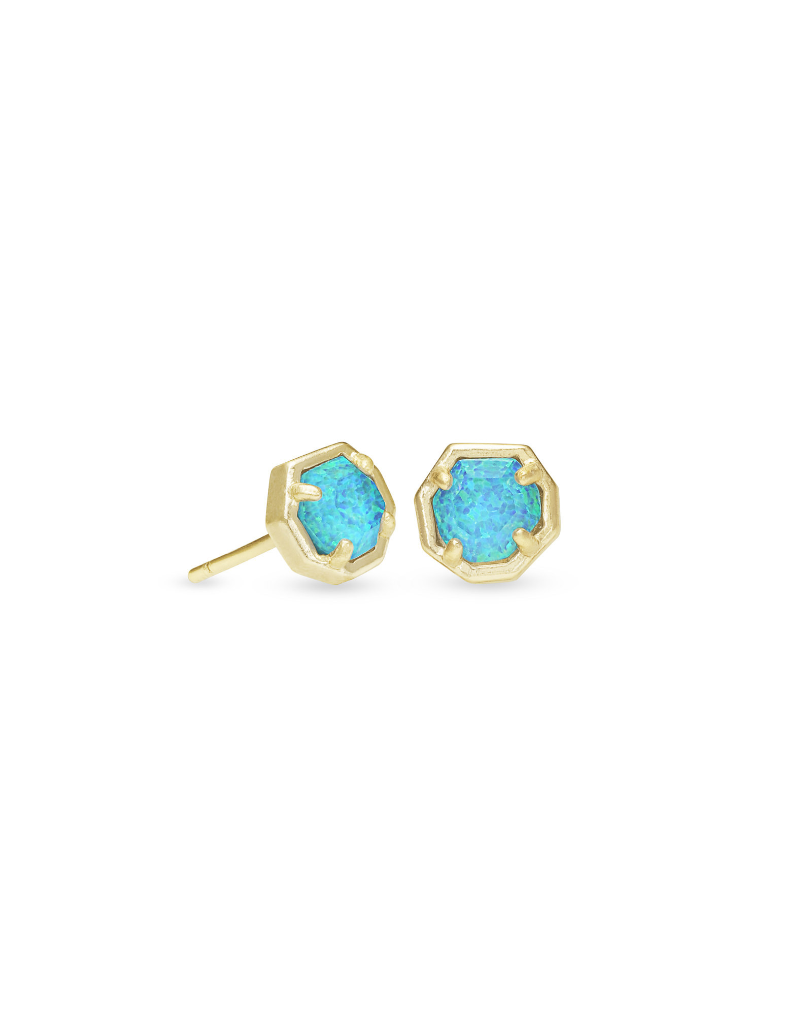 Nola Gold Stud Earrings in Turquoise Kyocera Opal Illusion | Kendra Scott