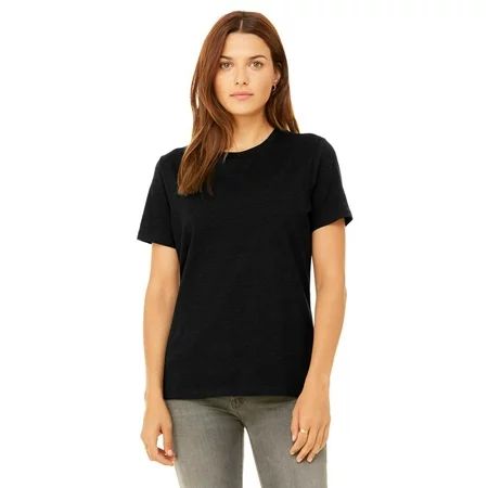 The Bella + Canvas Ladies Relaxed Jersey Short Sleeve T-Shirt - BLACK HEATHER - XL | Walmart (US)