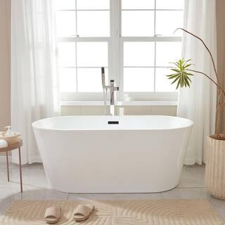 Bordeaux 59 in. Acrylic Flatbottom Freestanding Bathtub in White/Matte Black | The Home Depot