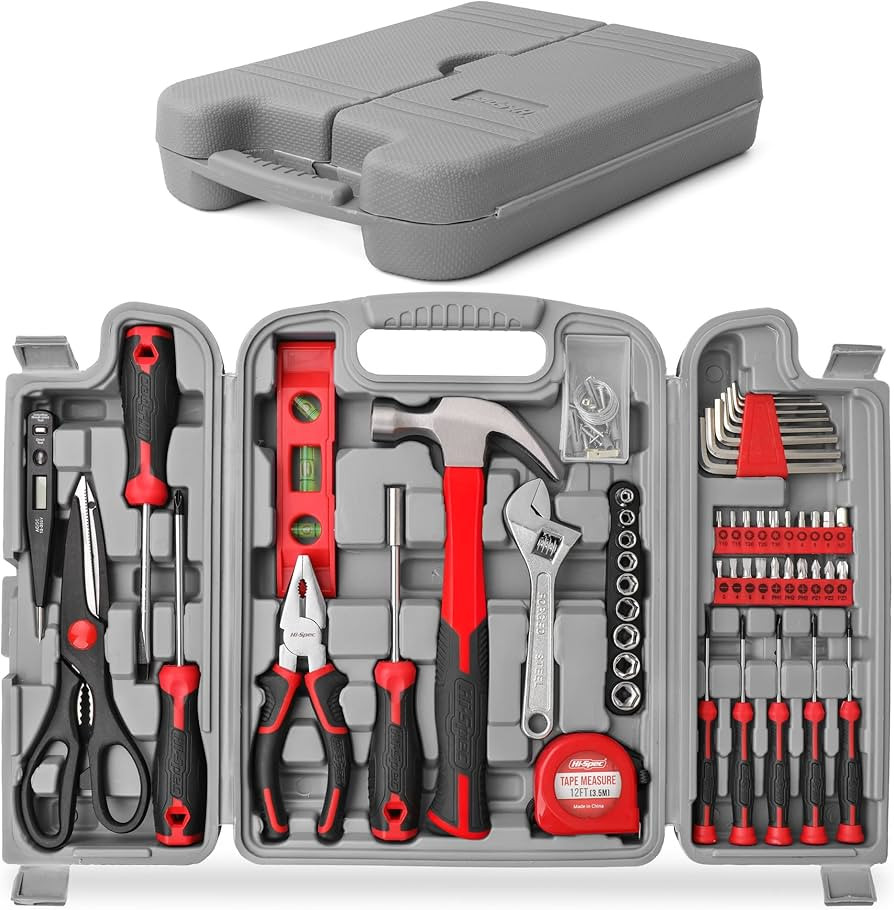 Hi-Spec 54pc Red Home DIY Toolkit for The Household, Office & Garage. Complete Basic House Tool B... | Amazon (US)