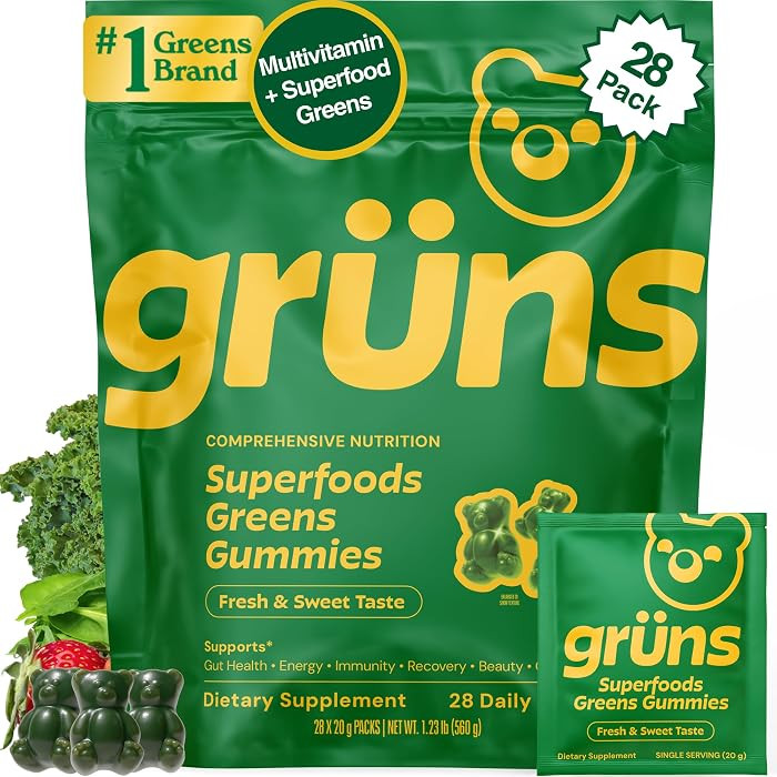 Gruns Adult Super Greens Multivitamin Gummies, Superfood Gummy Vitamins for Women and Men with Sp... | Amazon (US)