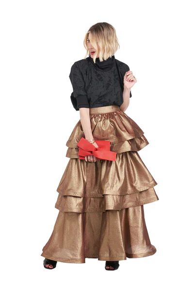 Teagan Tiered Skirt - Gold | Shop BURU