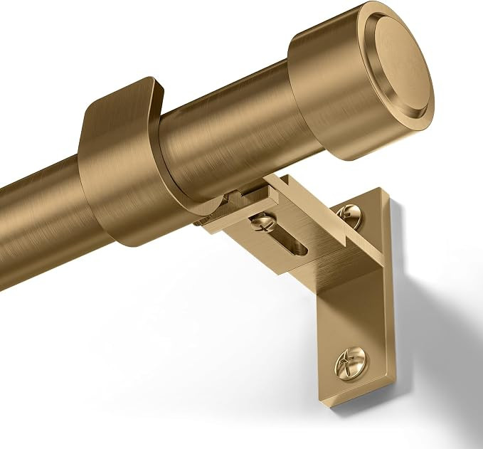 Warm Gold Brass Curtain Rod 36-144 Inches Adjustable, 1" Diameter Heavy Duty Window Rod with Soli... | Amazon (US)
