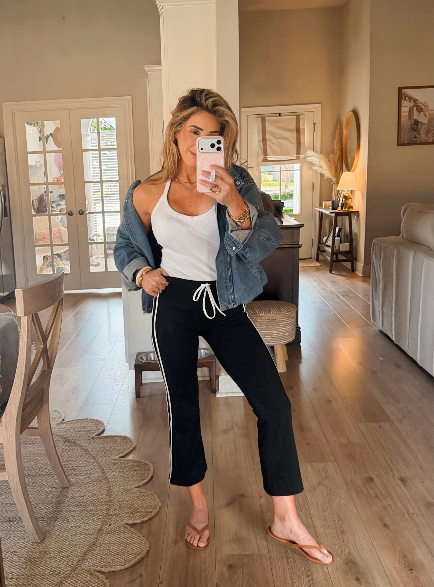 Comfortable and cute little athletic capri pants for running errands, carpool or coffee shops. 

Summer outfits, activewear, athletic wear, white tank top, denim bomber jacket, fall outfits women

#LTKootd #LTKmomlife #LTKActive