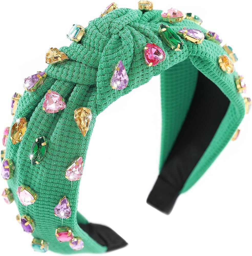 Jeweled Knotted Headband for Women Girls Sparkly Crystal Rhinestone Headband Wide Top Knot Women'... | Amazon (US)
