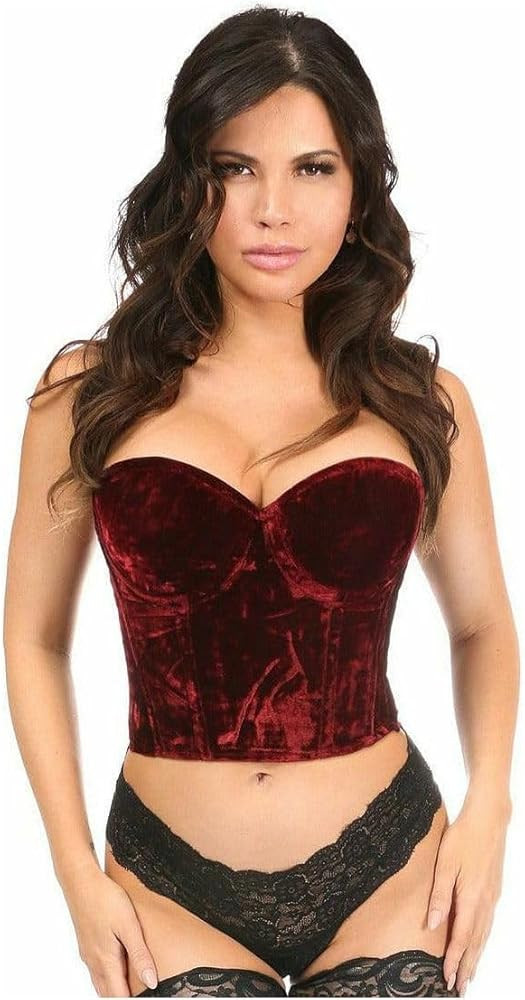 Daisy corsets womens Lavish Dark Red Crushed Velvet Underwire Bustier | Amazon (US)
