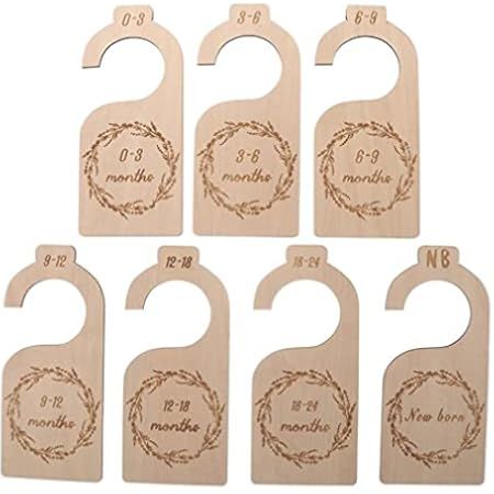 7 Pieces Baby Closet Size Divider Wooden Baby Closet Organizers Hanging Closet Dividers from Newborn | Amazon (US)