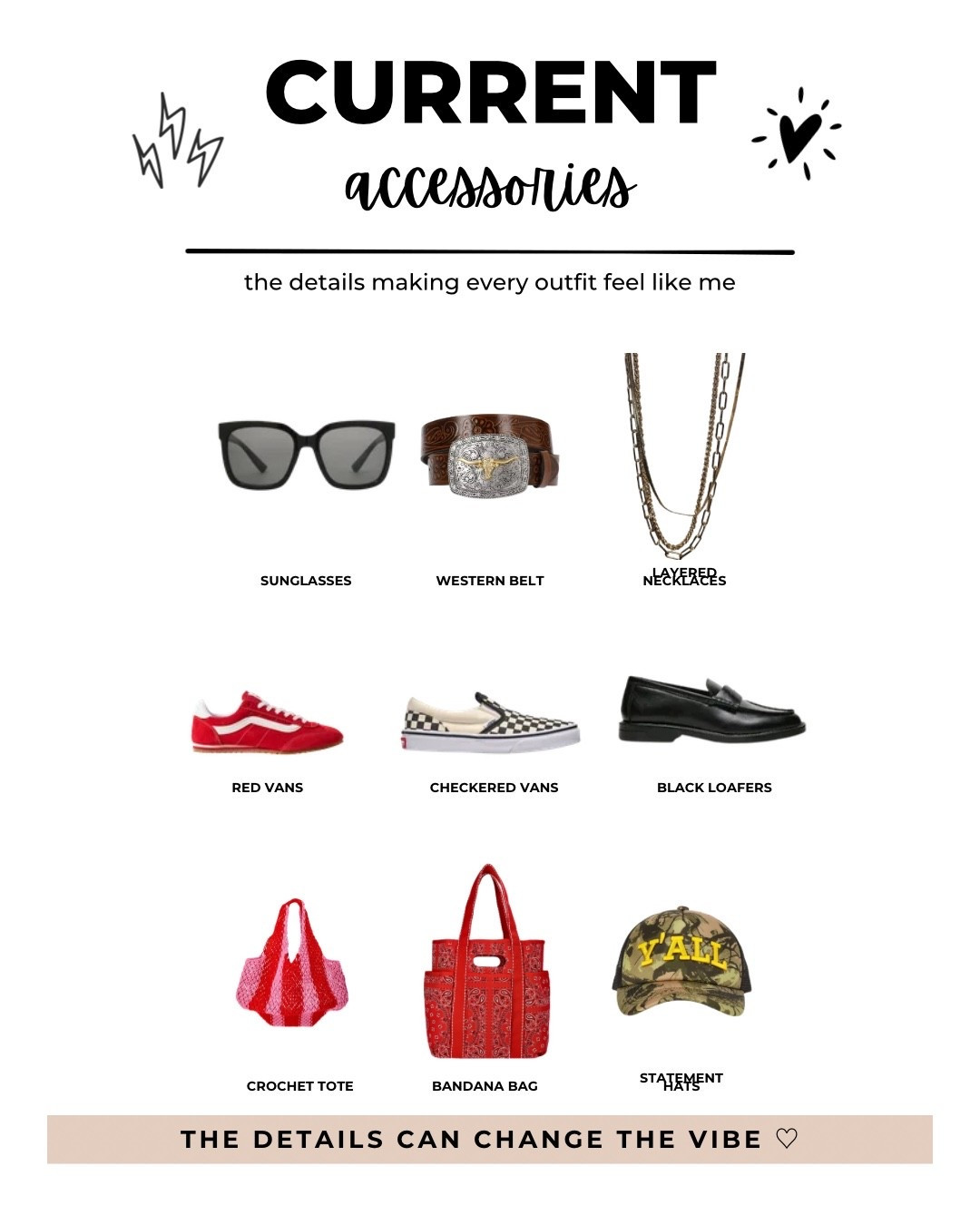 Current accessories rotation lately ✨

The little details honestly make the outfit for me — layered jewelry, western touches, statement sneakers, oversized sunglasses, and the bags/hats I keep throwing on with everything.

Linked similar pieces + current favorites 🤍

#LTKootd #LTKOver40 #LTKSaleAlert