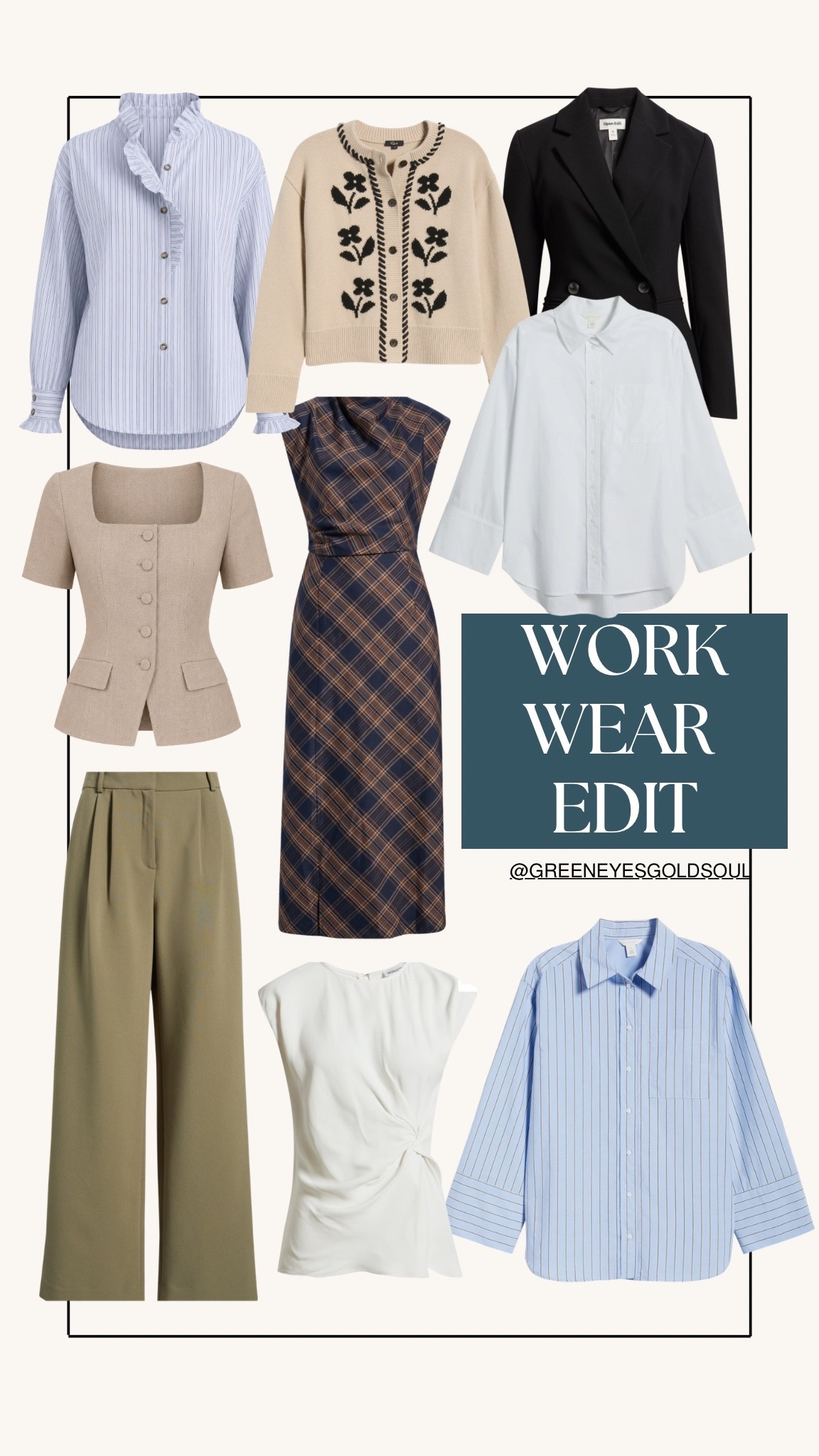 The workwear pieces worth adding to your closet. 🤍 From timeless blazers and polished button-downs to classic dresses, wide-leg trousers, and chic cardigans, these elevated staples make getting dressed for the office effortless. Save this edit for your next workwear refresh!

#WorkWear #OfficeStyle #BusinessCasual #OfficeOutfits #WorkOutfitIdeas #CapsuleWardrobe #ClassicStyle #NeutralStyle #LTKStyle #ProfessionalWardrobe

Workwear, Office outfits, Business casual outfits, Office wardrobe, Workwear essentials, Professional clothing, Women’s workwear, Office fashion, Neutral work outfits, Classic work style, Wide leg work pants, Button down shirt, Tailored blazer, Work dresses, Cardigan outfit, Capsule wardrobe, Elevated basics, Corporate style, Chic office outfits, Timeless fashion, Everyday work outfits, Modest workwear, Professional wardrobe, Fall work outfits, Office outfit inspiration

#LTKU #LTKootd #LTKWorkwear