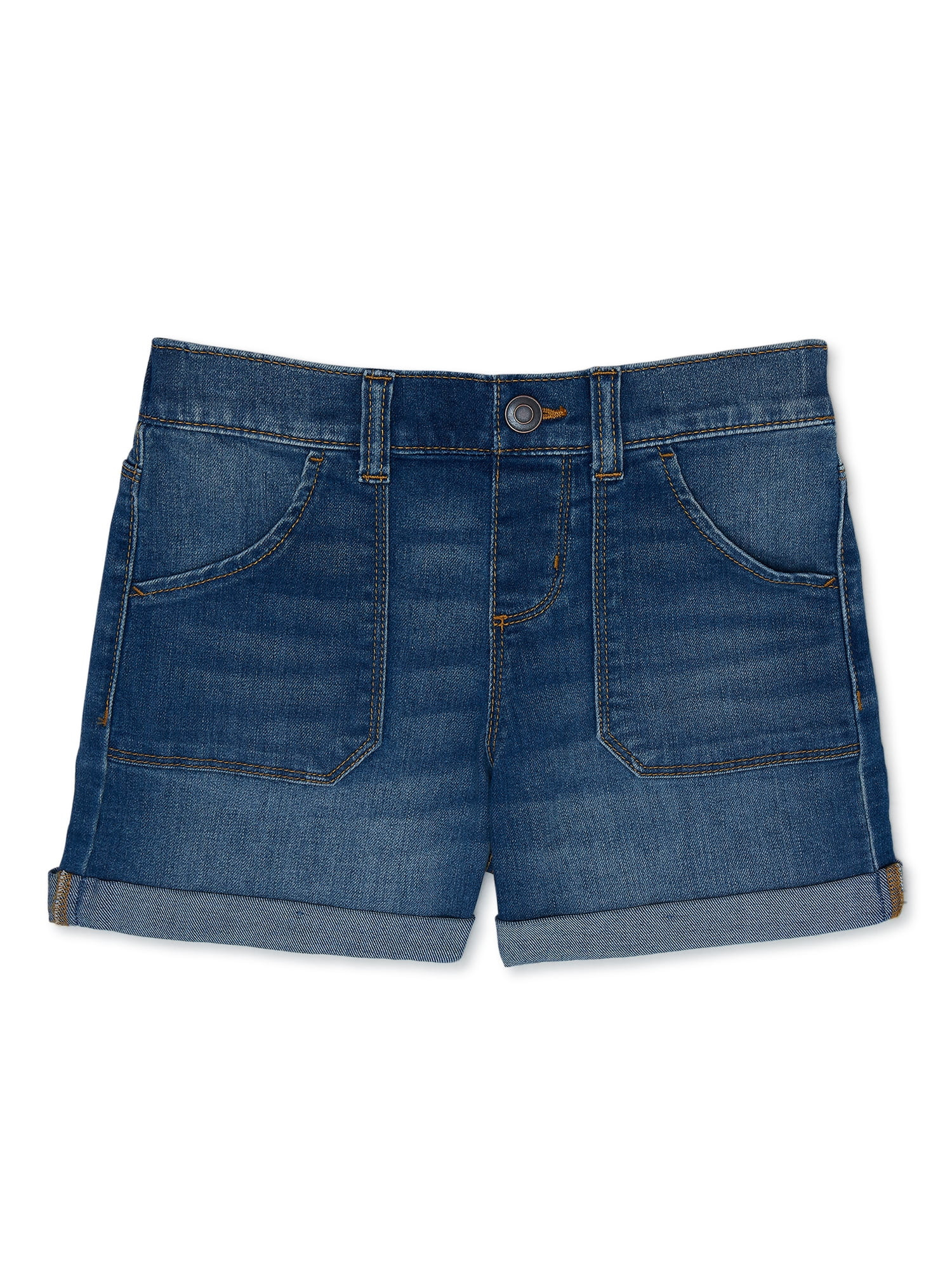 Wonder Nation Girls Denim Shorts With Cuff, Sizes 4-18 & Plus | Walmart (US)